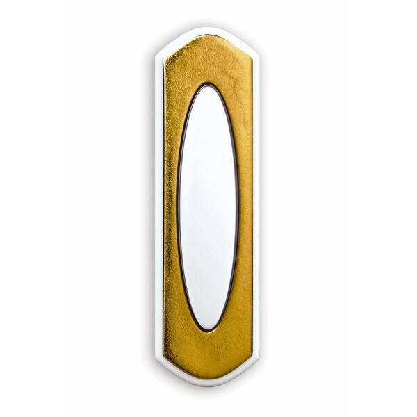 Heath Zenith Wireless Battery Operated White and Brass Push Button-DISCONTINUED