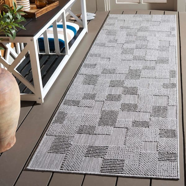 Milos 2 ft. x 8 ft. Gray High-Low Geometric Indoor/Outdoor Runner Rug