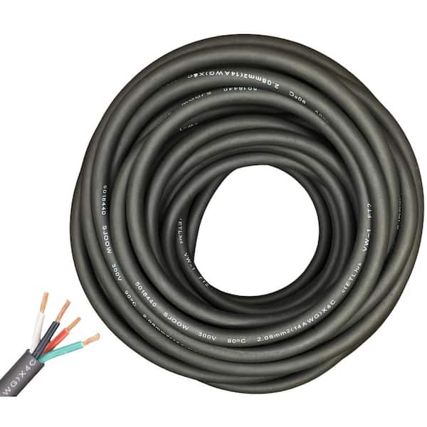 WindyNation 150 ft. 14/4 14-Gauge 4 Conductor 300-Volt Black SJOOW Cable Cord