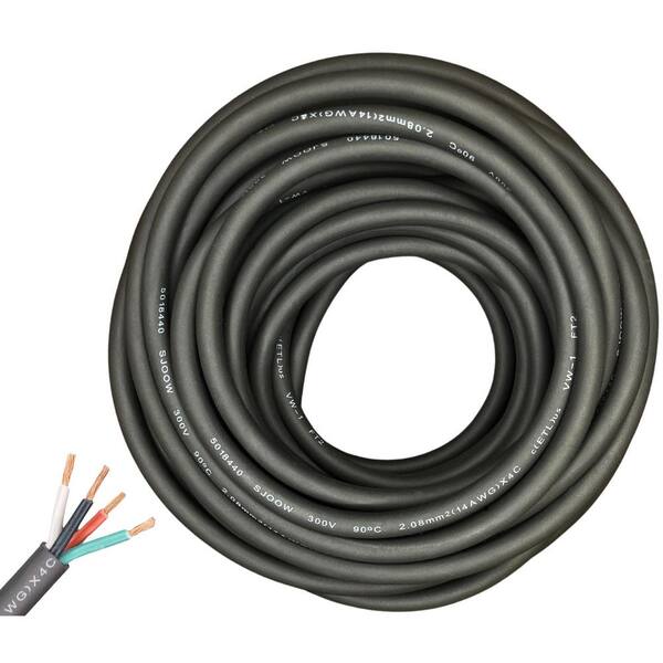 100 FT 16/3 SJOOW Black Rubber Extension Cord – Heavy Duty – Cut From Master Reel