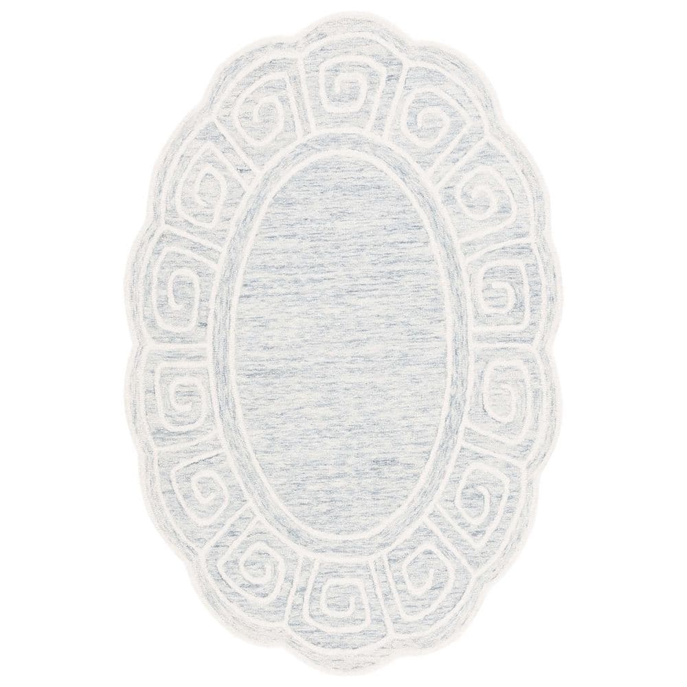 Novelty 6 ft. x 9 ft. Light Gray/Ivory Swirl Border Oval Area Rug price history on PriceWatchPro