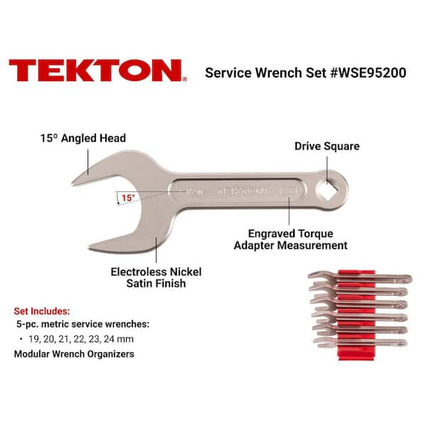 19-24 mm Service Wrench Set with Modular Organizers (6-Piece)
