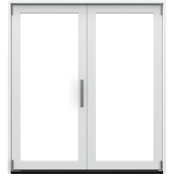 72 in. x 80 in. F4500 Right-Hand Primed Fiberglass 2-Panel Folding Patio Door w/ Low-E Impact Glass and Nickel Handle