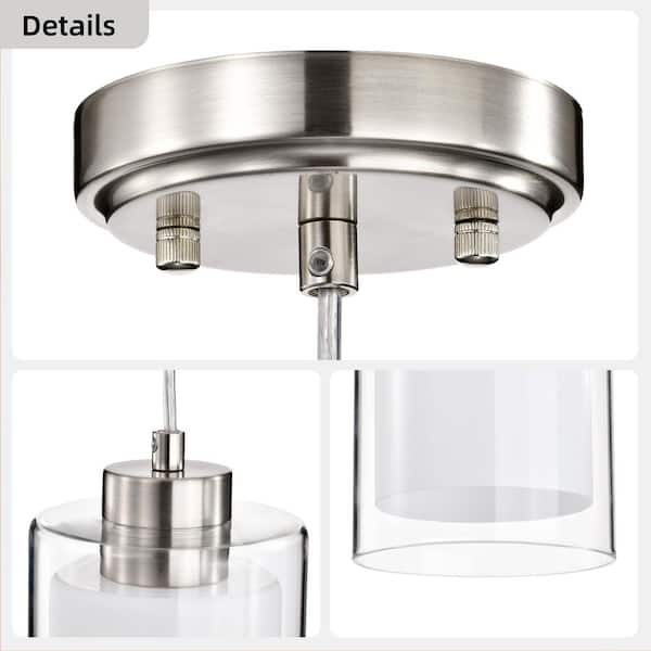 Edvivi Avenue 1-Light Brushed Nickel Mini Pendant with Clear Glass