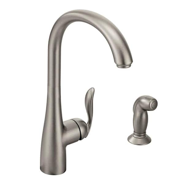 MOEN Arbor High-Arc Single-Handle Standard Kitchen Faucet with Side Sprayer in Spot Resist Stainless