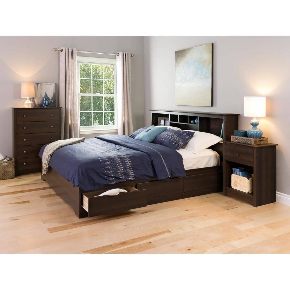 Espresso Fremont Space-Saving Modern Nightstand with Open Shelf