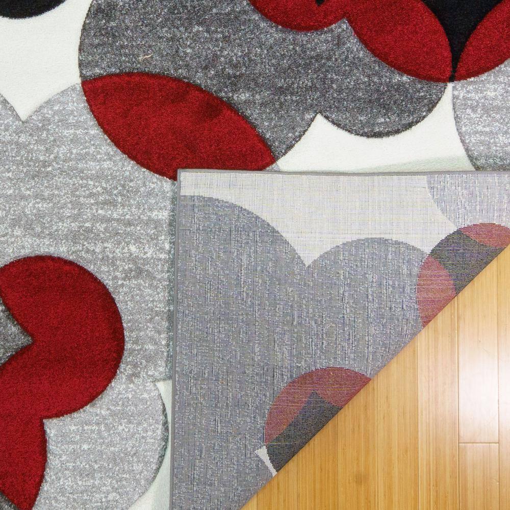 Red and Black Geometric Synthetic Kids' Rug, 5' x 7'