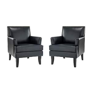 Maaf Navy Accent Armchair with Solid Wooden Legs and Nailhead Trim (Set of 2)