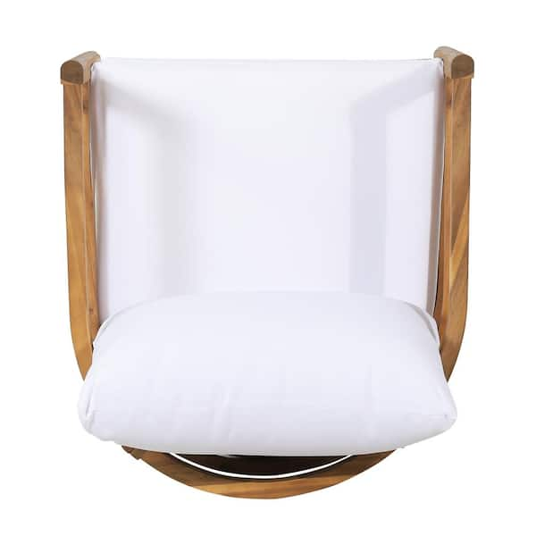 Noble House Solano Teak Brown Removable Cushions Wood Outdoor Lounge Chair  with White Cushion 66162 - The Home Depot