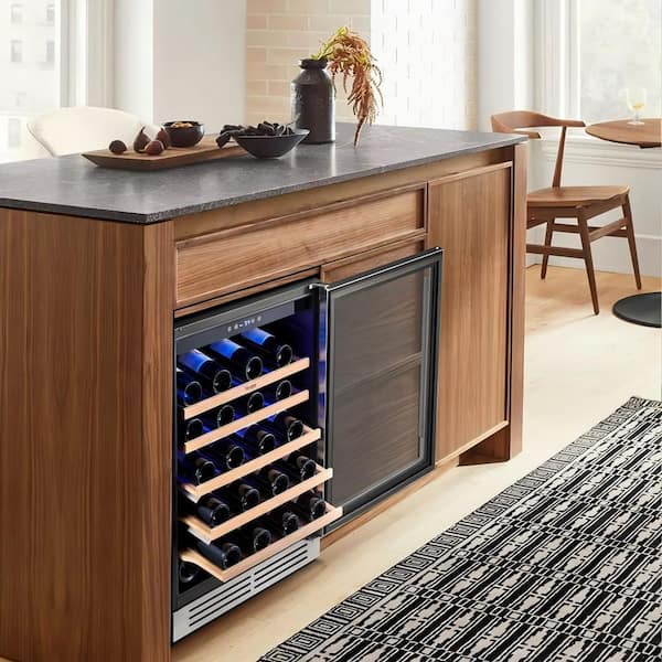 24 in. Single Zone 52-Bottles Built-In/Freestanding Wine Cooler Refrigerator with 5 Removable Shelves Tempered Door