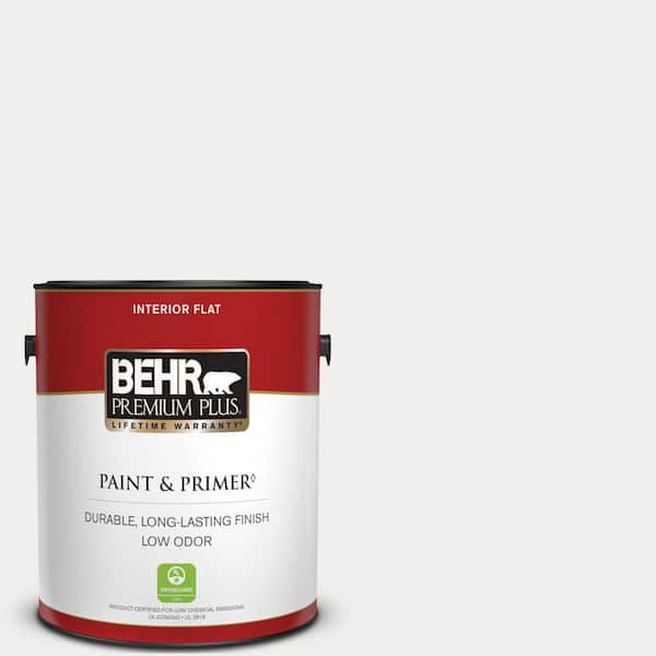 BEHR PREMIUM PLUS 1 gal. #57 Frost Flat Low Odor Interior Paint & Primer