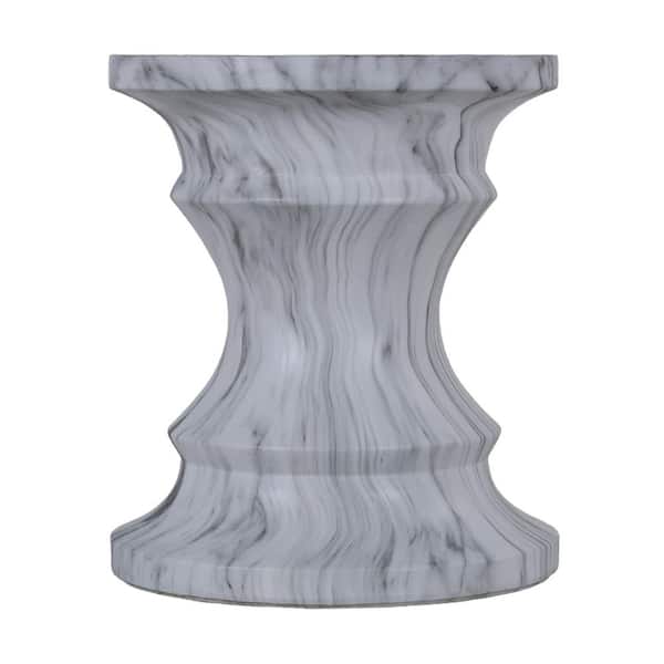 Ted Marble Round Magnesium Oxide Outdoor Side Table for Patio and Garden