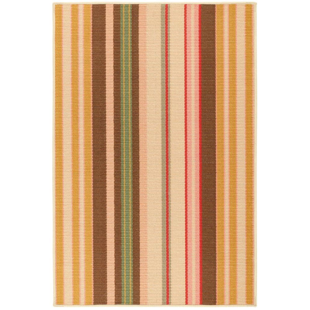Sienna Stripe Machine Washable Multi 3 ft. x 5 ft. Indoor Area Rug price history on PriceWatchPro