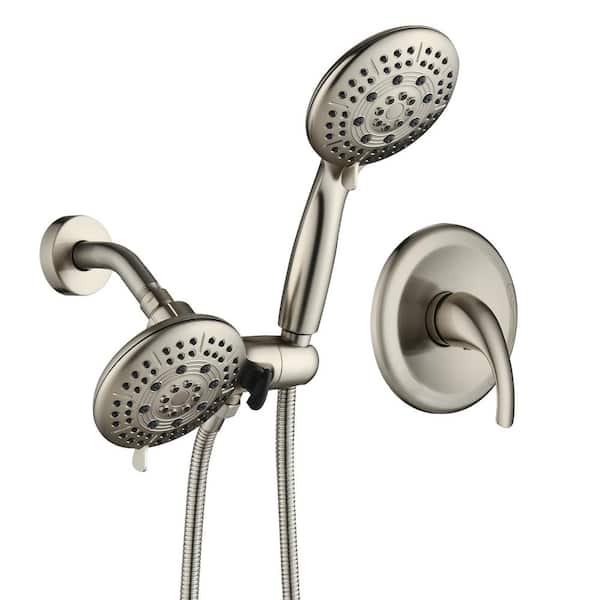 PROOX Single-Handle 6-Spray Round High Pressure Shower Faucet in Brushed Nickel (Valve Included)