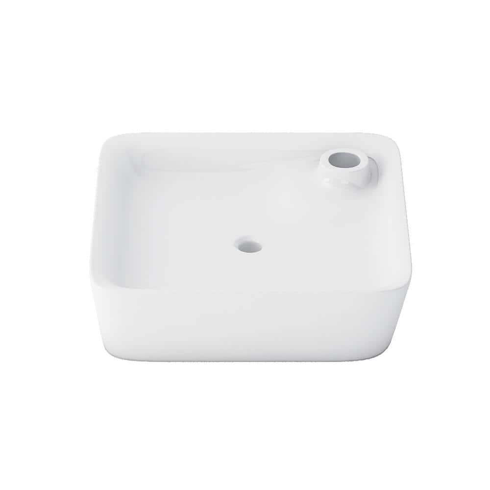 Altair 17'' White Ceramic Square Bathroom Sink with Overflow