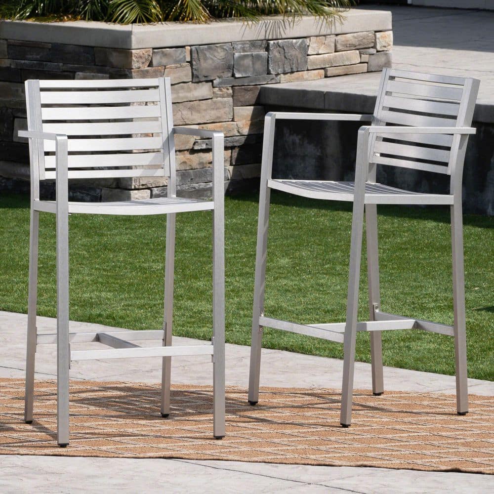 Silver Aluminum Outdoor Bar Stools (2-Pack) price history on PriceWatchPro