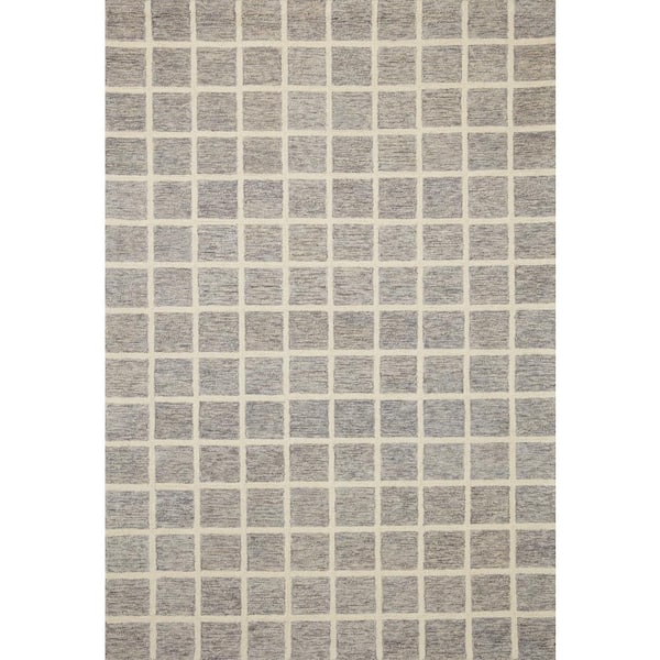 LOLOI II Chris Loves Julia x Loloi Polly Slate/Ivory 7 ft. 9 in. x 9 ft. 9 in. HandTufted Modern Area Rug