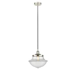Oxford 100-Watt 1 Light Polished Nickel Shaded Mini Pendant Light with Clear glass Clear Glass Shade