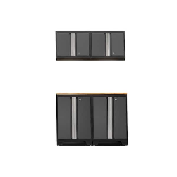 NewAge Products Bold Series 48 in. W x 75.25 in. H x 18 in. D 24-Gauge Welded Steel Cabinet Set in Gray (5-Piece)