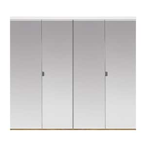 59 in. x 96 in. Beveled Edge Mirror Solid Core MDF Interior Closet Bi-Fold Door with White Trim