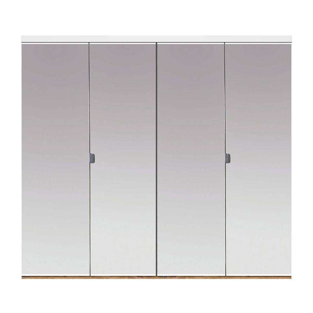 42 in. x 84 in. Polished Edge Mirror Solid Core MDF Interior Closet Bi-Fold Door with White Trim price history on PriceWatchPro