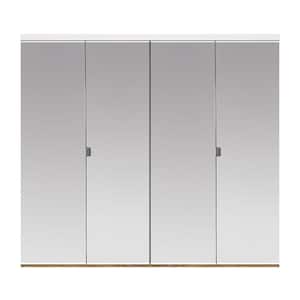 42 in. x 84 in. Polished Edge Mirror Solid Core MDF Interior Closet Bi-Fold Door with White Trim