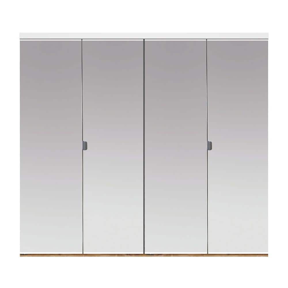 54 in. x 84 in. Polished Edge Mirror Solid Core MDF Interior Closet Bi-Fold Door with White Trim price history on PriceWatchPro