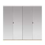 71 in. x 84 in. Polished Edge Mirror Solid Core MDF Interior Closet Bi-Fold Door with White Trim