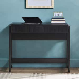 Modern 38 in. Rectangular Black Wood 1-Drawer Desk with Lift-Top and Reeded Drawer