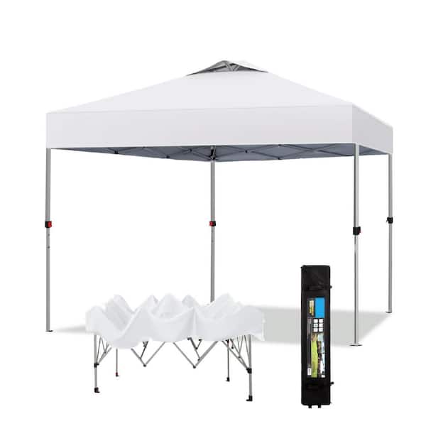 PHI VILLA 10 ft. x 10 ft. Instant Canopy Pop Up Tent in White With Wheeled Bag