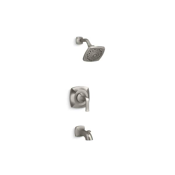 KOHLER Rubicon 1-Handle 3-Spray Wall-Mount Tub and Shower Faucet in Brushed Nickel (Valve Included)