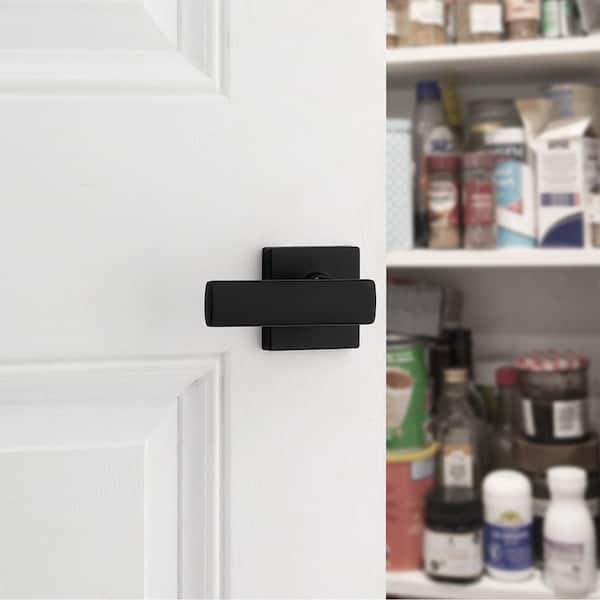 Breton Square Matte Black Half -Dummy Door Handle Featuring Microban