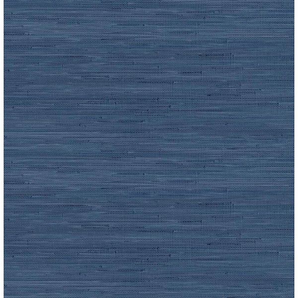 SOCIETY SOCIAL Navy Blue Classic Faux Grasscloth Peel and Stick Wallpaper Sample