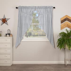 Sawyer Mill Plaid 36 in. W x 63 in. L Light Filtering Prairie Window Curtain Panel in Blue White