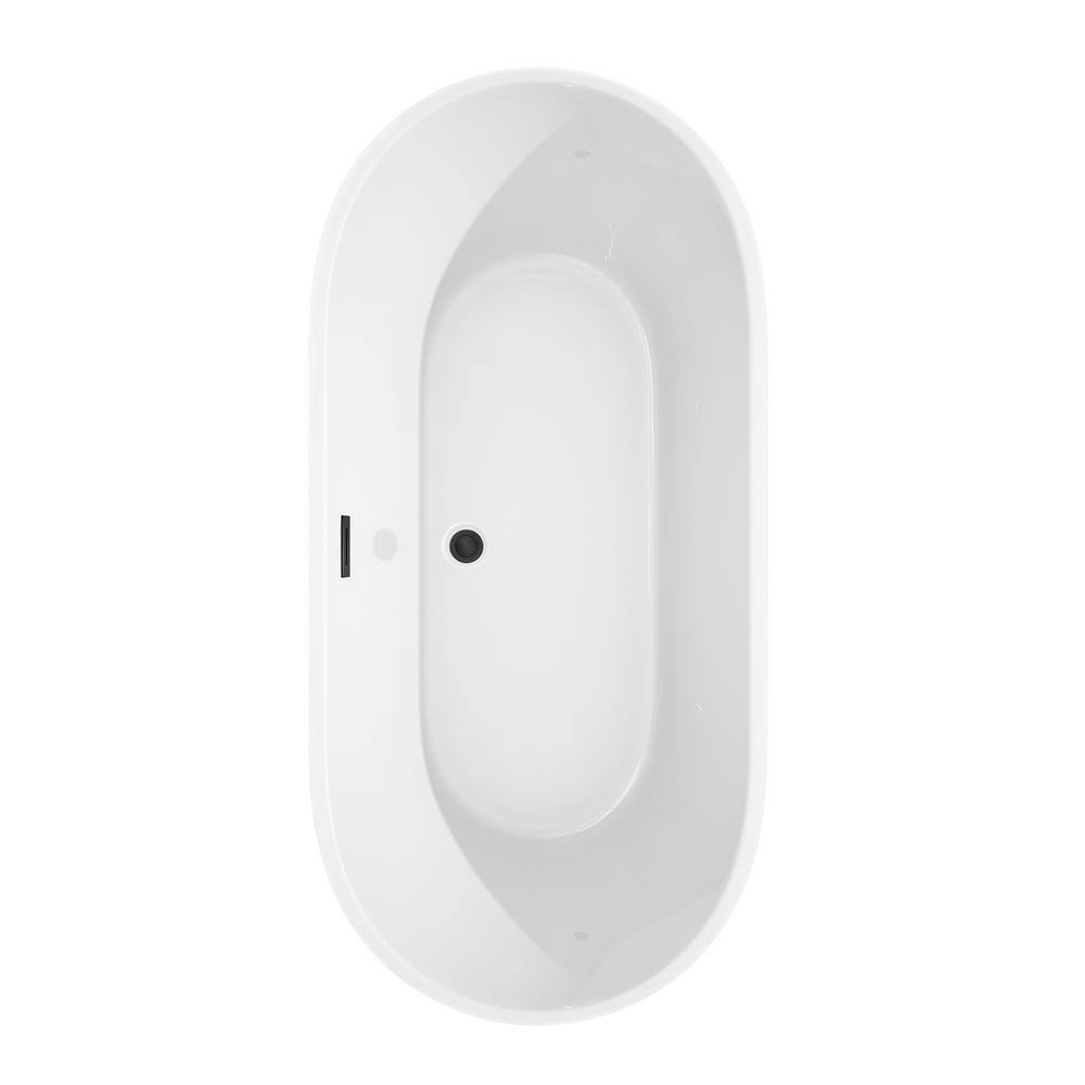 Carissa 67'' White Freestanding Acrylic Bathtub with Matte Black Trim