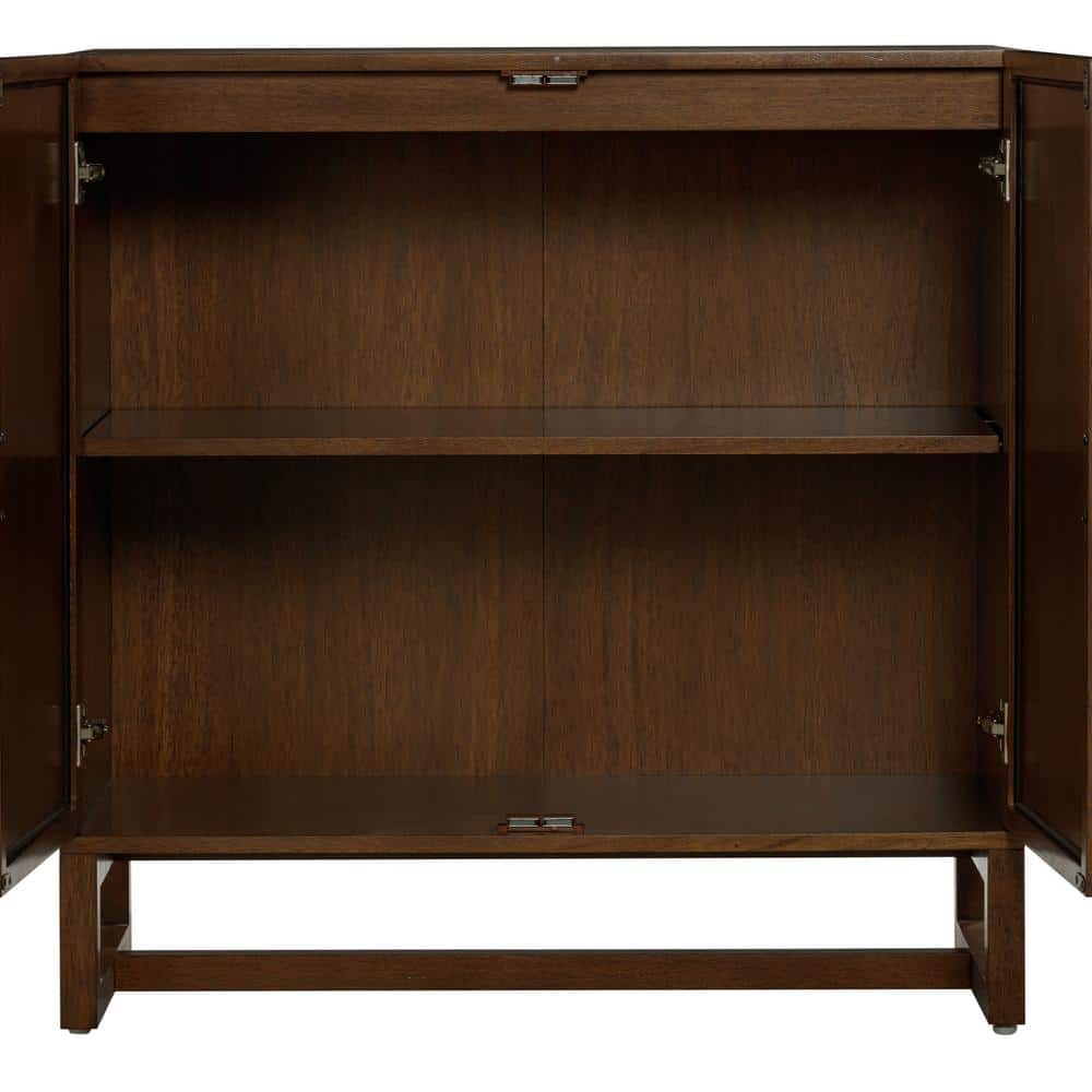 Paxton Dark Brown Wood Storage Cabinet with Rattan Doors