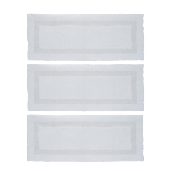 White 3-Piece 60 in. x 24 in. Cotton Bath Rug Set