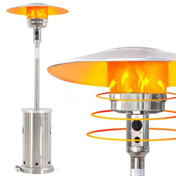 Unbranded 48,000 BTU Silver Stainless Steel Propane Gas Patio Heater