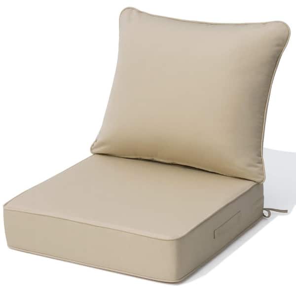 Unbranded 24 in. x 24 in. 2-Piece Sunbrella Outdoor Sectional Sofa Cushion in Beige