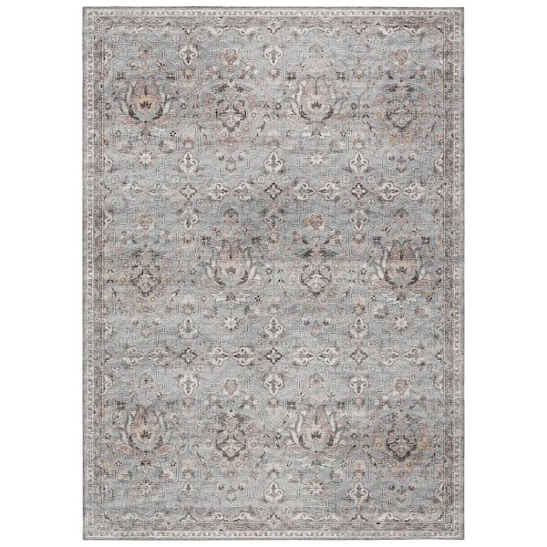 Addison Rugs Sterling Grey 3 ft. x 5 ft. Indoor/Outdoor Washable Indoor ...