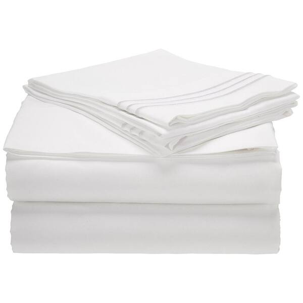 Elegant Comfort 4-Piece White Solid Microfiber Twin XL Sheet Set