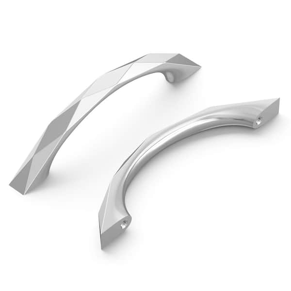 HICKORY HARDWARE Karat Collection Cabinet Pull 3-3/4 in. (96 mm) Center to Center Chrome Finish Modern Zinc Arch Pull (1-Pack)