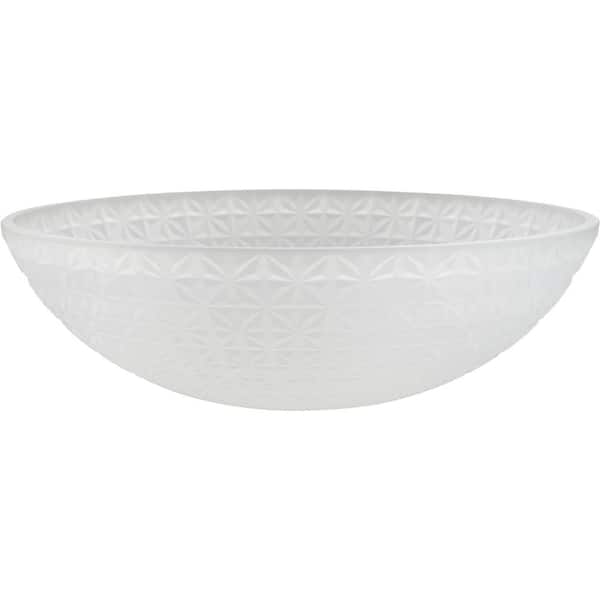 Unbranded 11-7/8 in. D x 3-5/8 in. H White Frosted Diamond Bowl Shape Glass Flush/Semi-Flush Mount Shade,1/2 in. Neckless Fitter