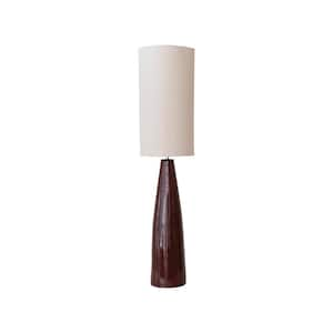 52.76 in. Reactive Glaze Brown Ceramic Floor Lamp with Linen Shade