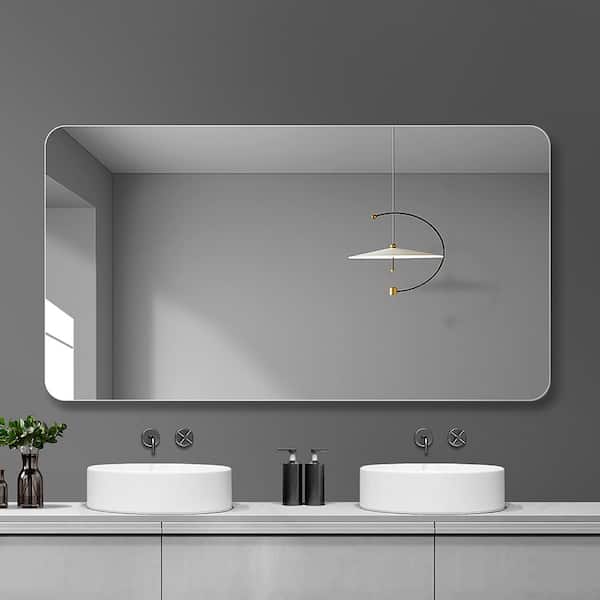 ANGELES HOME 40 in. W x 30 in. H Rectangular Frameless Wall-Mounted Bathroom Vanity Mirror Anti-Fog Waterproof