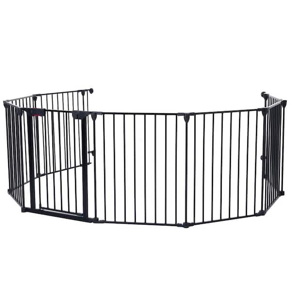 80” Metal Fireplace Fence Guard 3-Panel Baby Safety Gate, Auto Close Baby  Fen