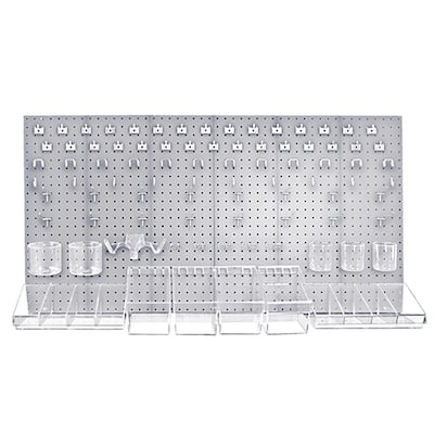 24 in. H x 48 in. W Clear Pegboard Wall Organizer Kit with Hooks and Bins for Garage Tools (125-Piece)