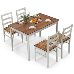 5-Piece Rectangle Wood Top Bar Table Set Dining Room Set