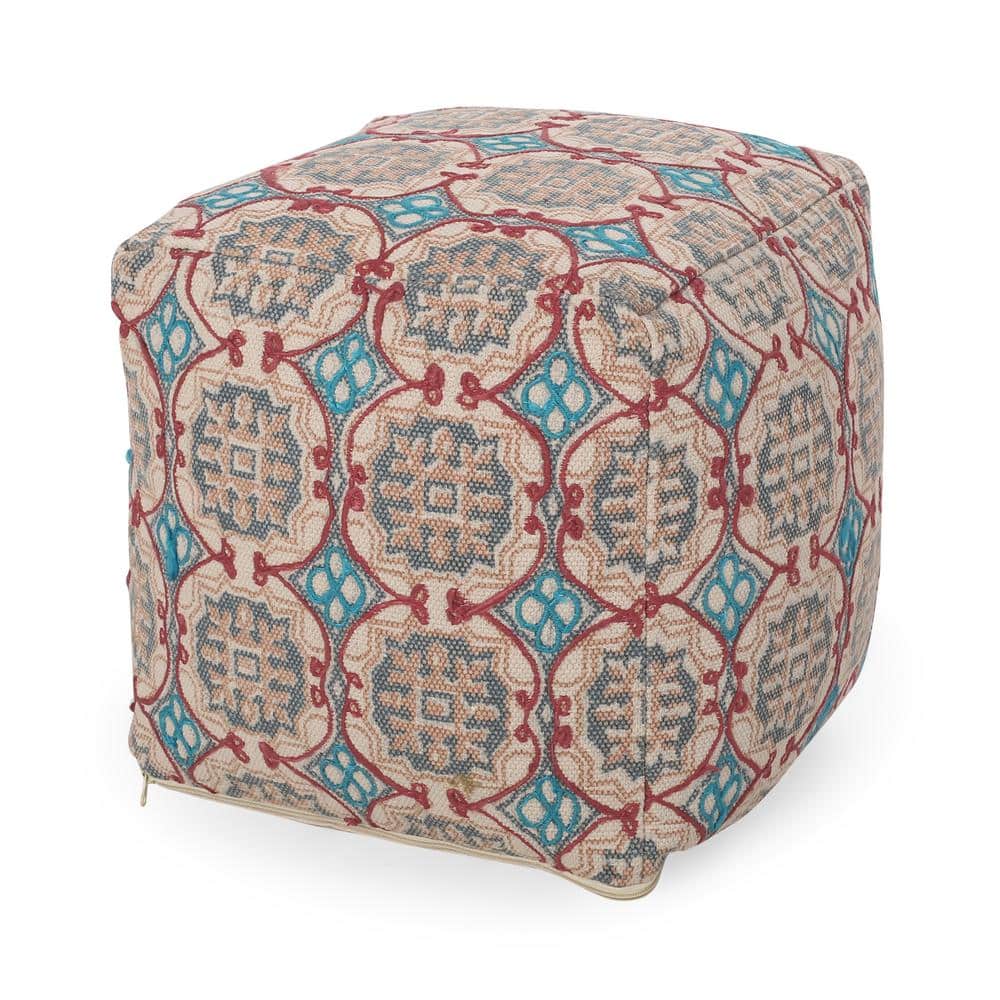 Noble House Caddo Multi-Colored Handmade Cube Pouf