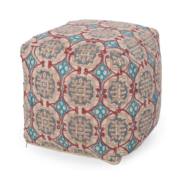 Noble House Caddo Multi-Colored Handmade Cube Pouf